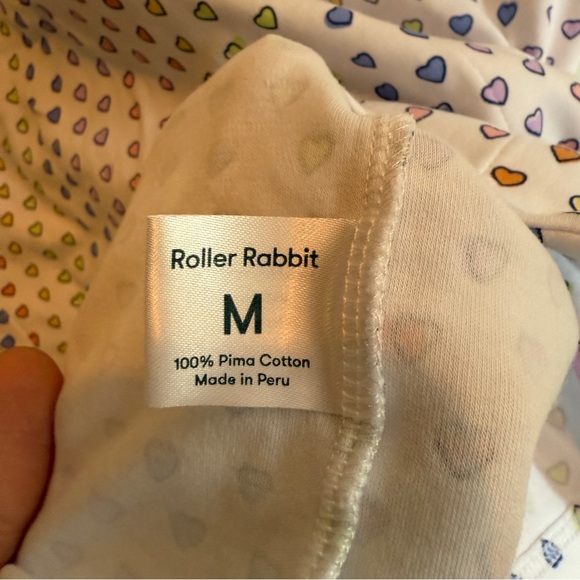 Roller Rabbit disco heart polo pajamas top rainbow hearts short sleeve - Picture 5 of 7